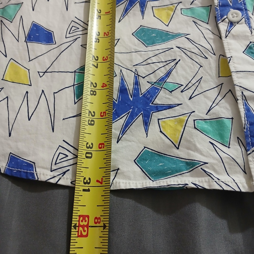 VTG Hurley Button Down Shirt Mens XL White Geometric Abstract Print Stretch Fit - Picture 6 of 7